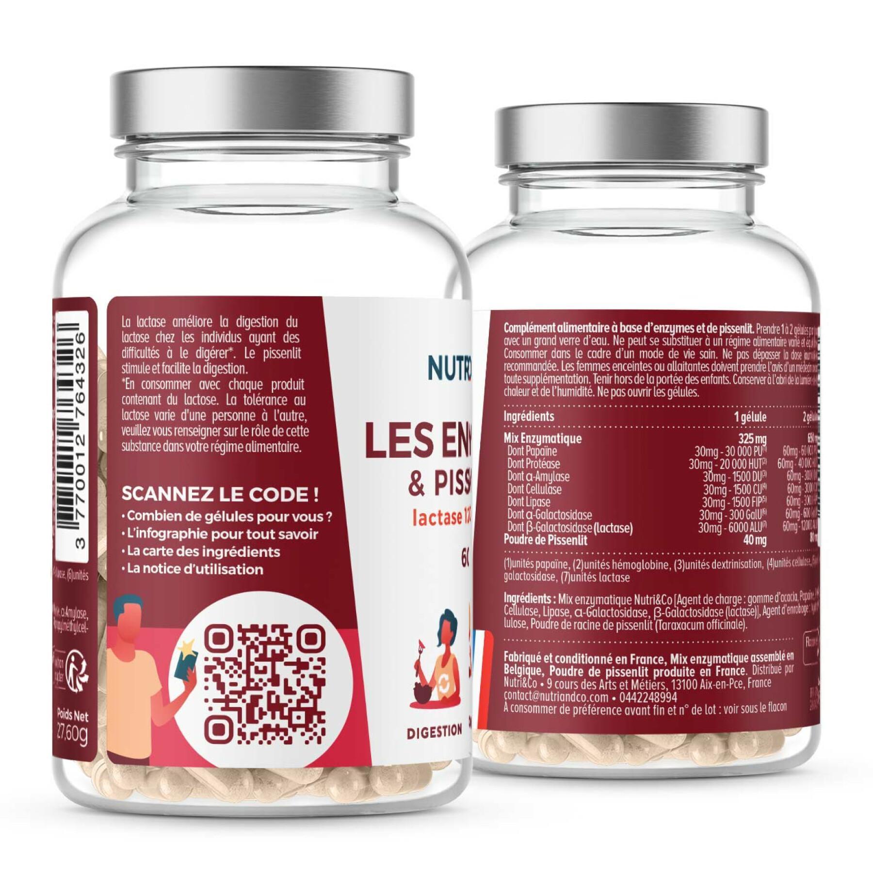 Food supplement for digestion Nutri&Co Les Enzymes & Pissenlit - 60 gélules