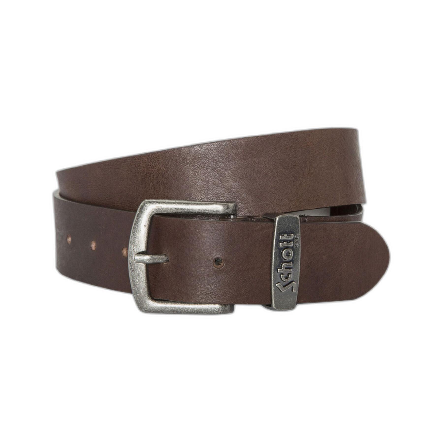 Leather belt buckle woman Schott zamac