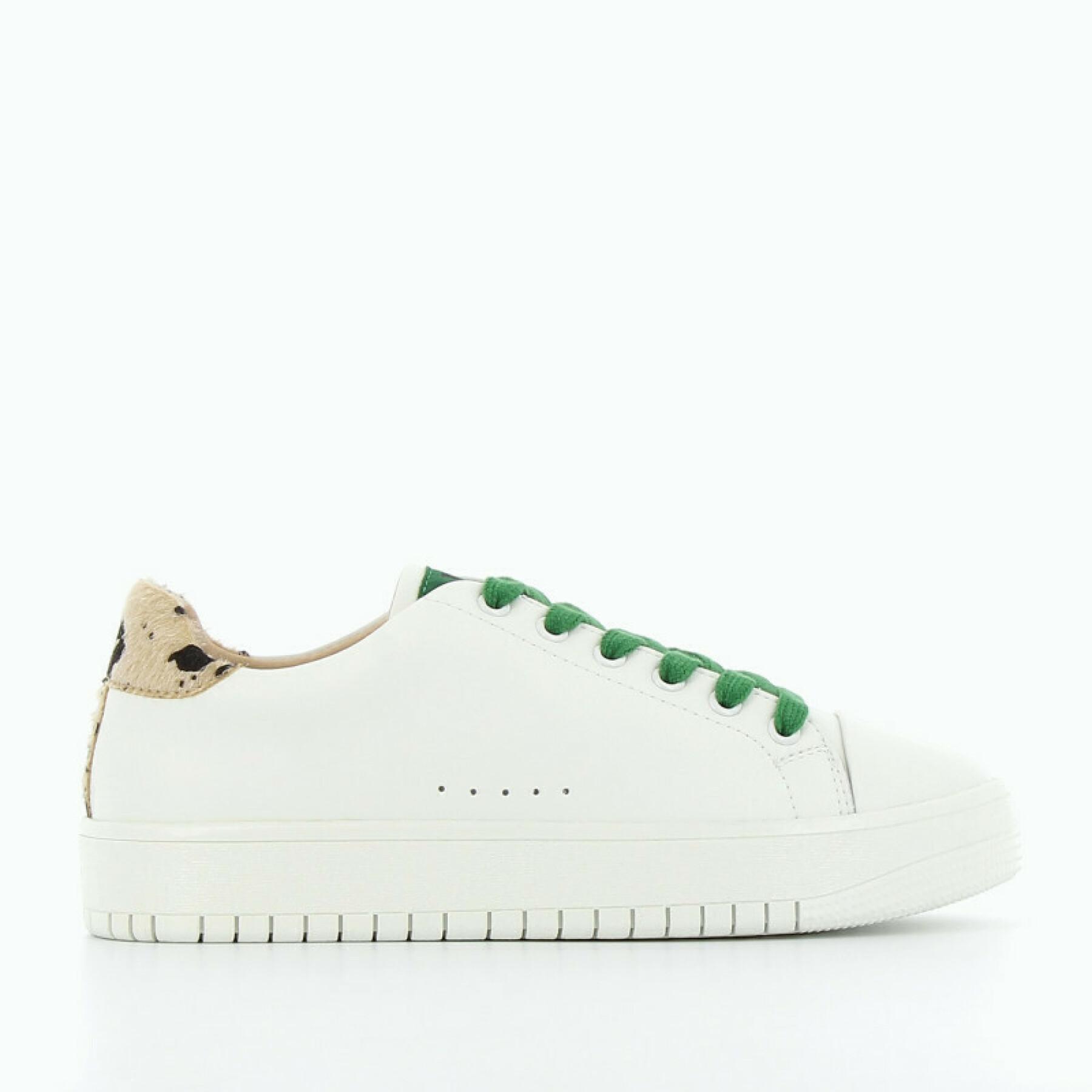 Women's sneakers Vanessa Wu blanches à lacets verts