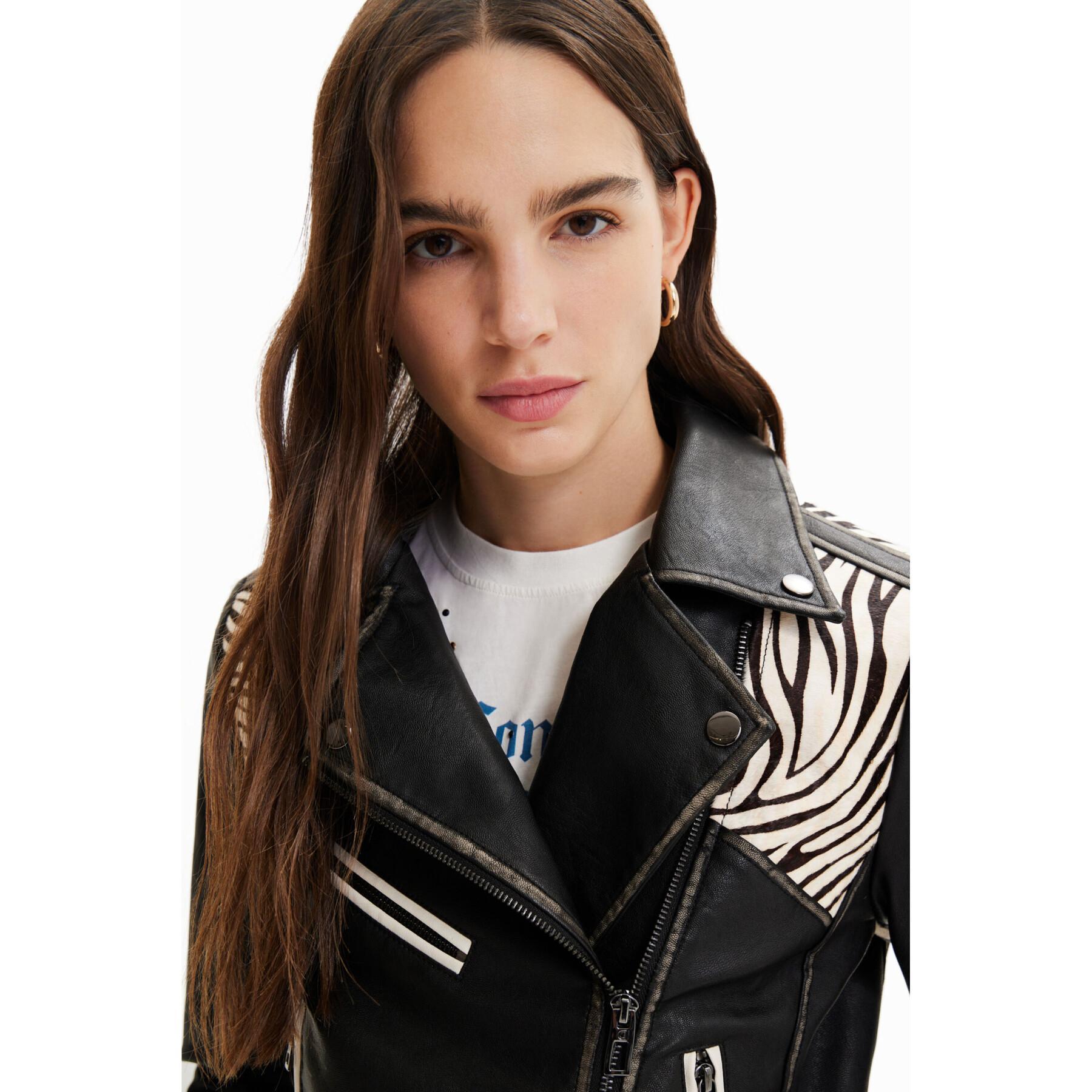 Zebra leather jacket for women Desigual Biker
