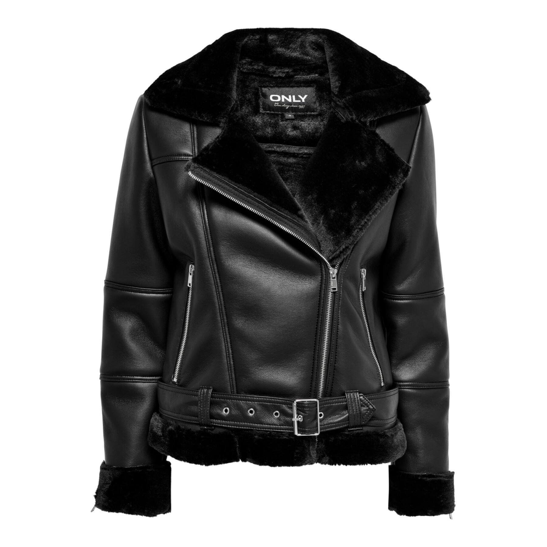 Leather jacket woman Only Agnete