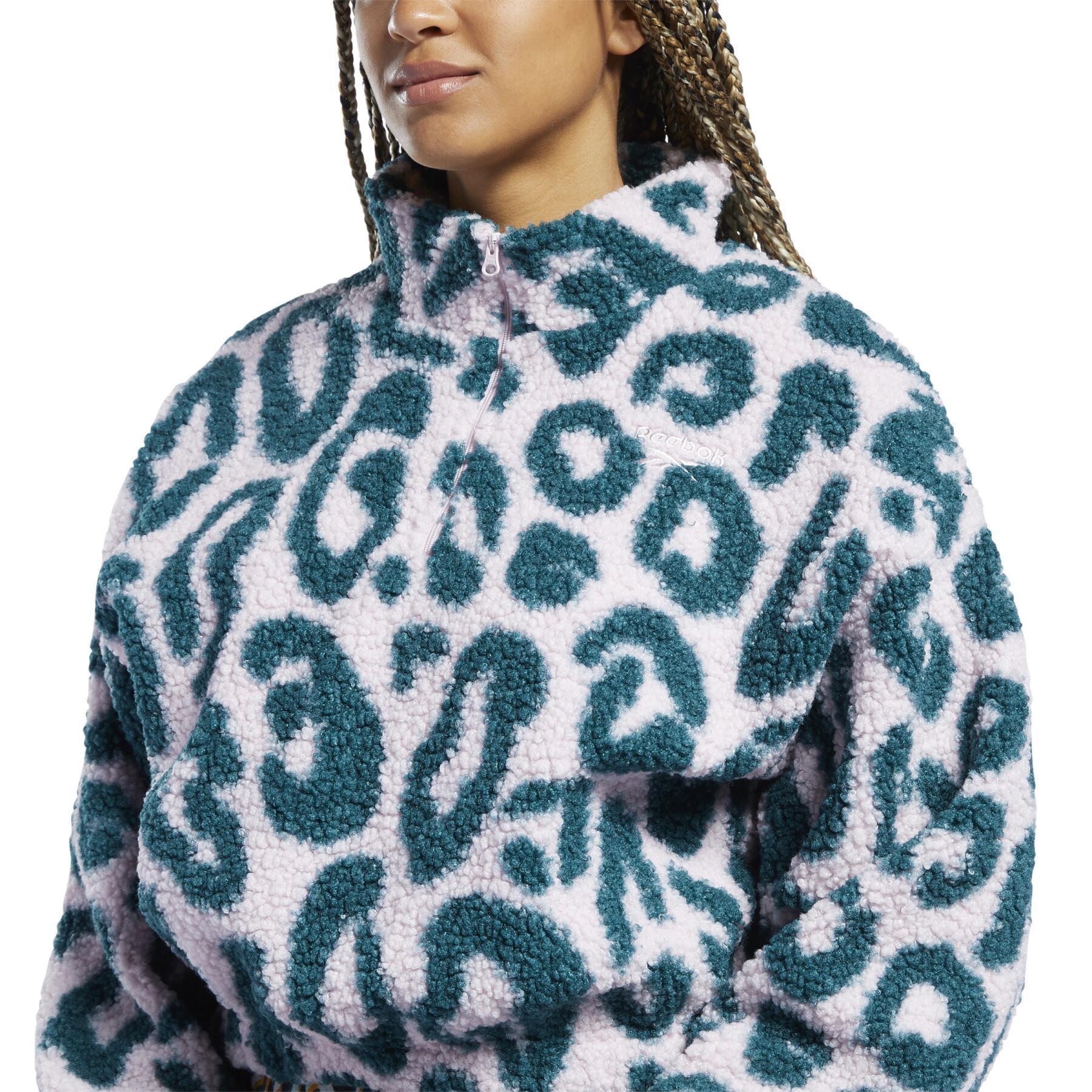 Women's fleece Reebok Printed Sherpa Half-Zip