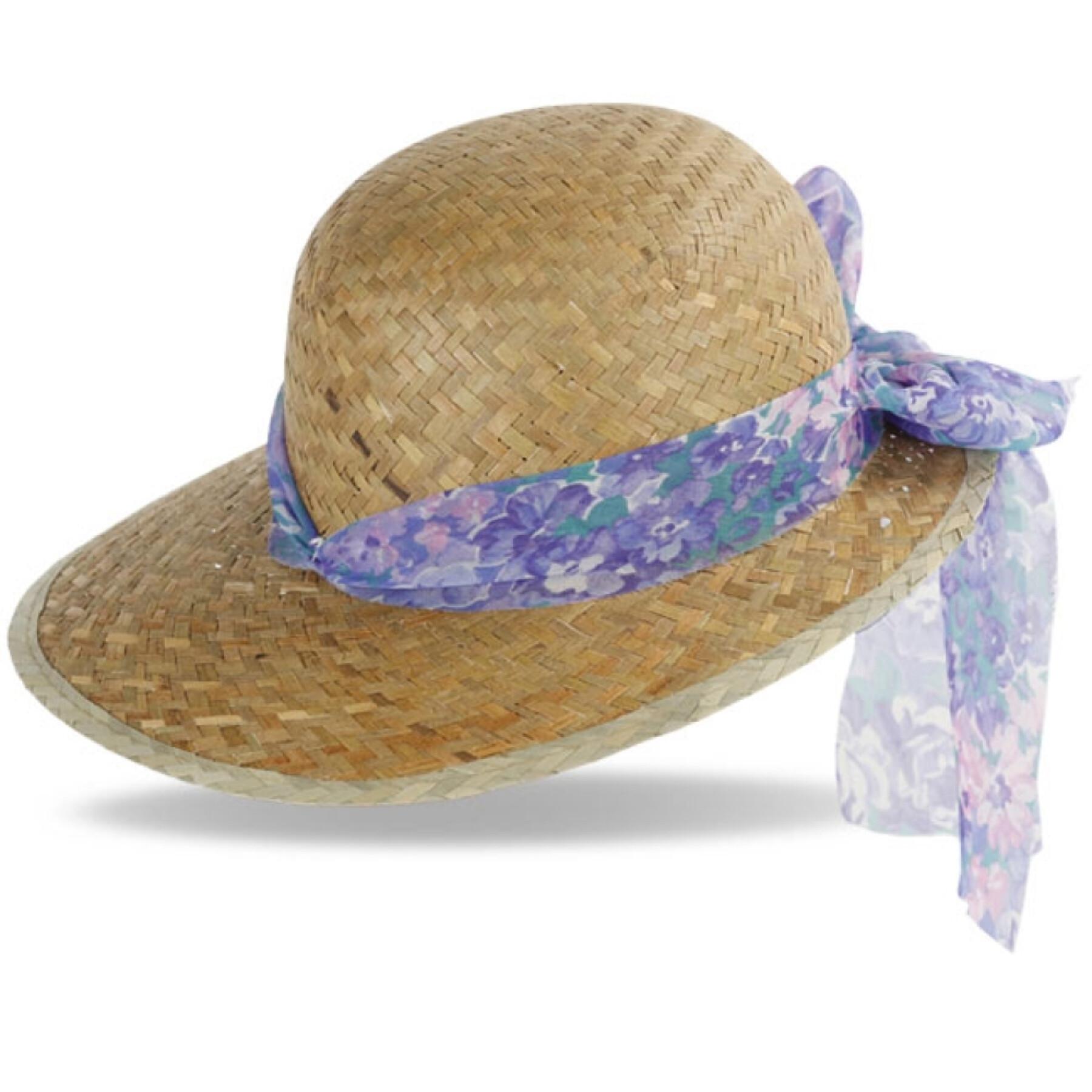 Straw visor hat with bow woman Solid Pamela