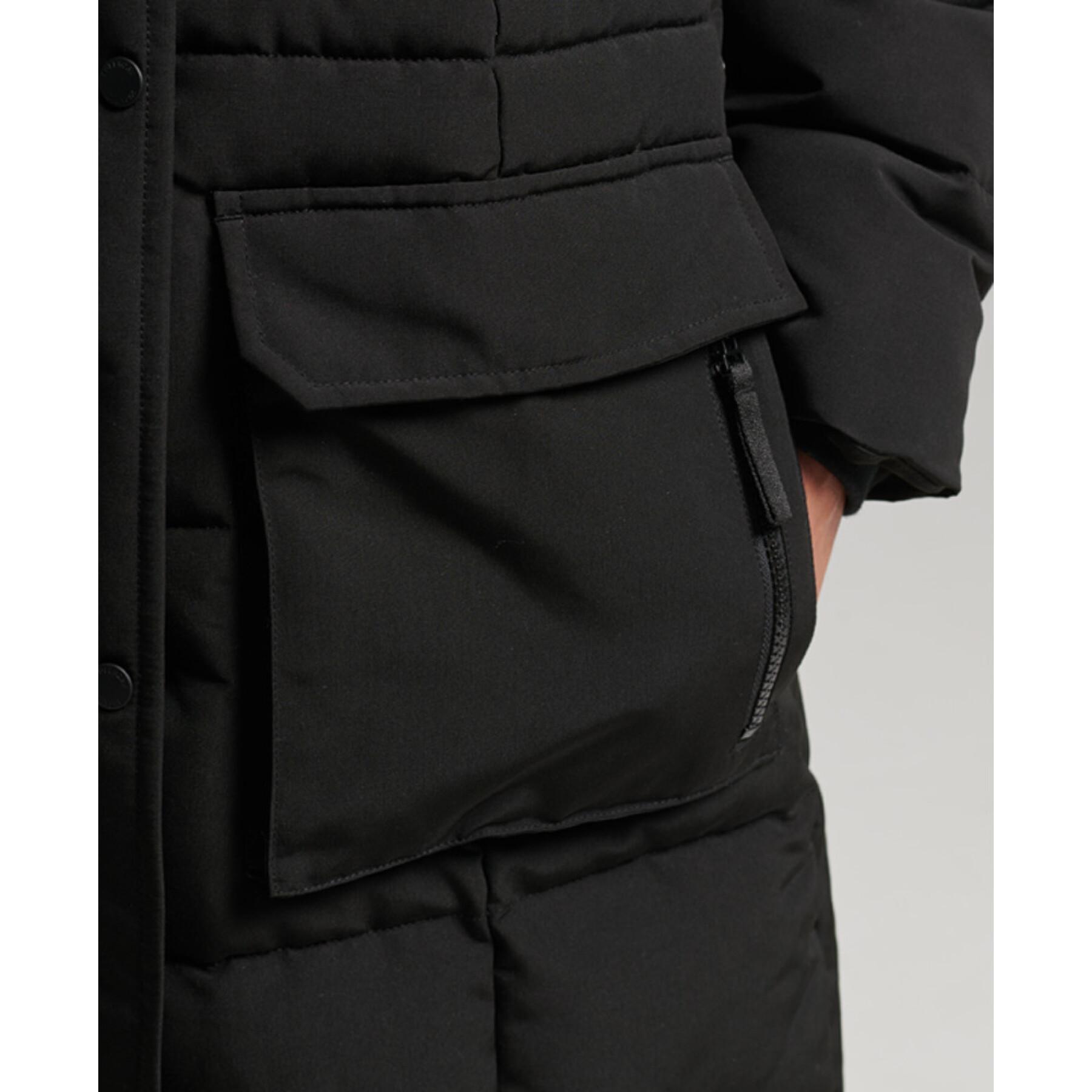 Women's long jacket with faux fur trim Superdry Everest