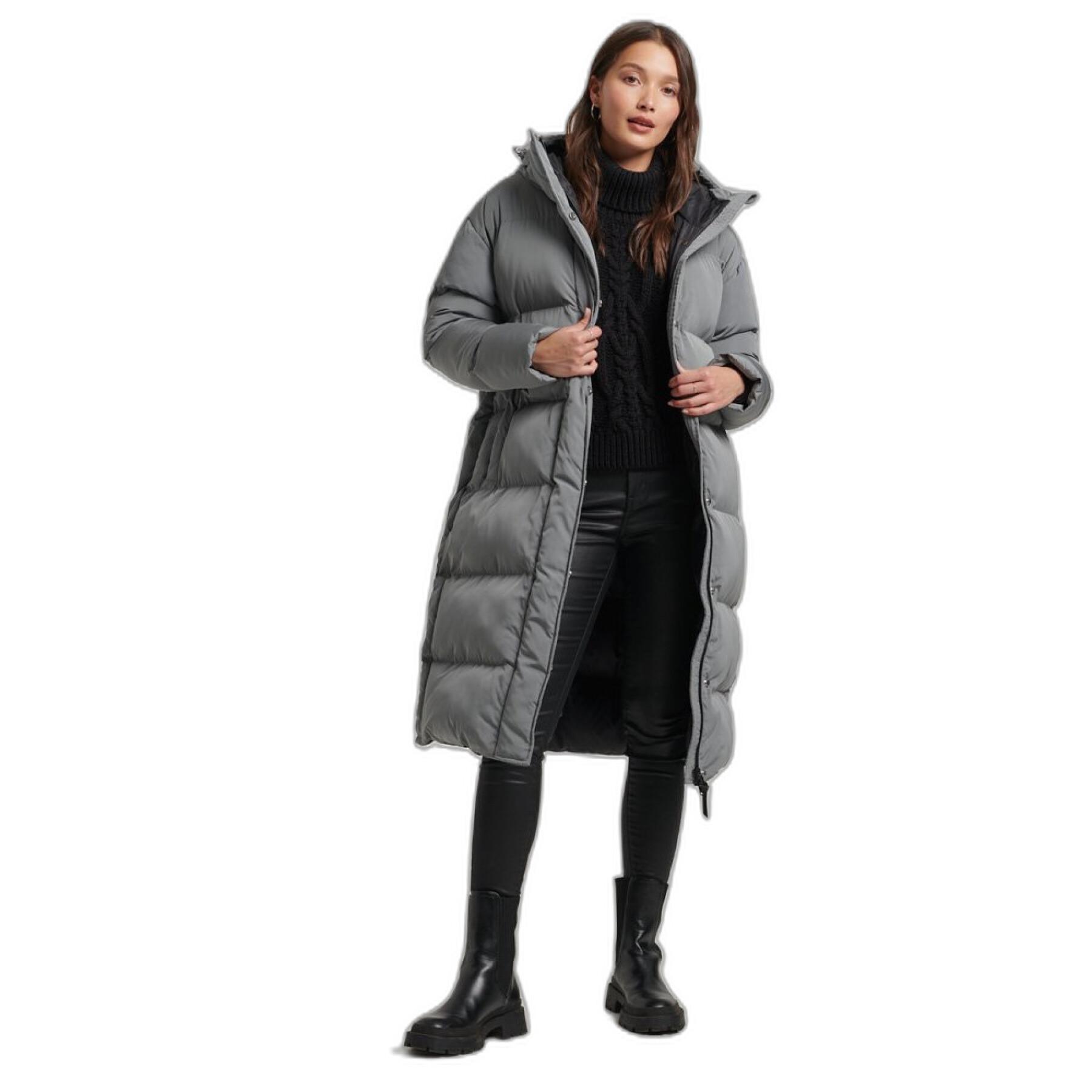 Women's long hooded down jacket Superdry - Down jackets - Jackets ...