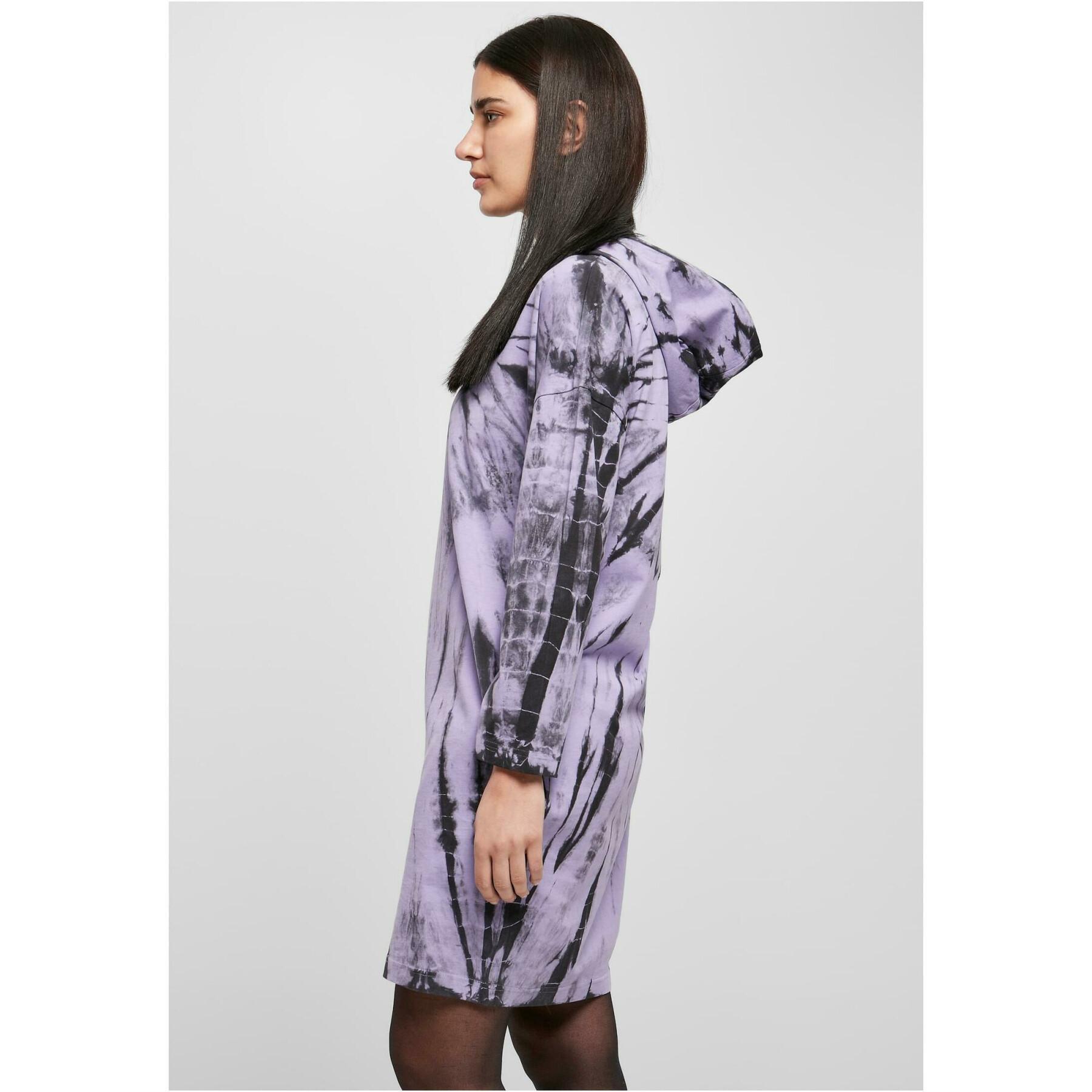 Women's hooded dress Urban Classics Oversized tie dye