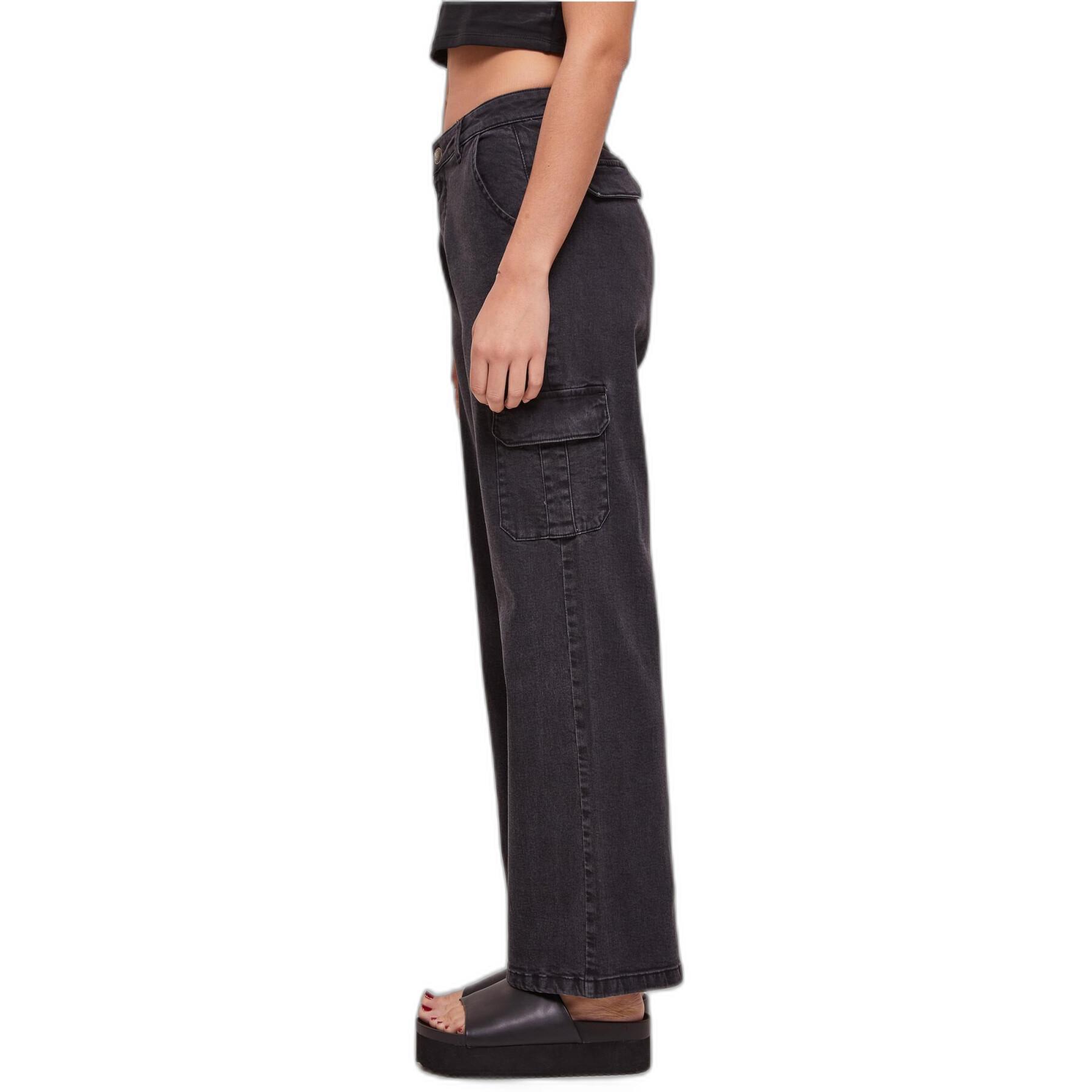 Pants cargo droit taille haute en denim grandes tailles femme Urban Classics