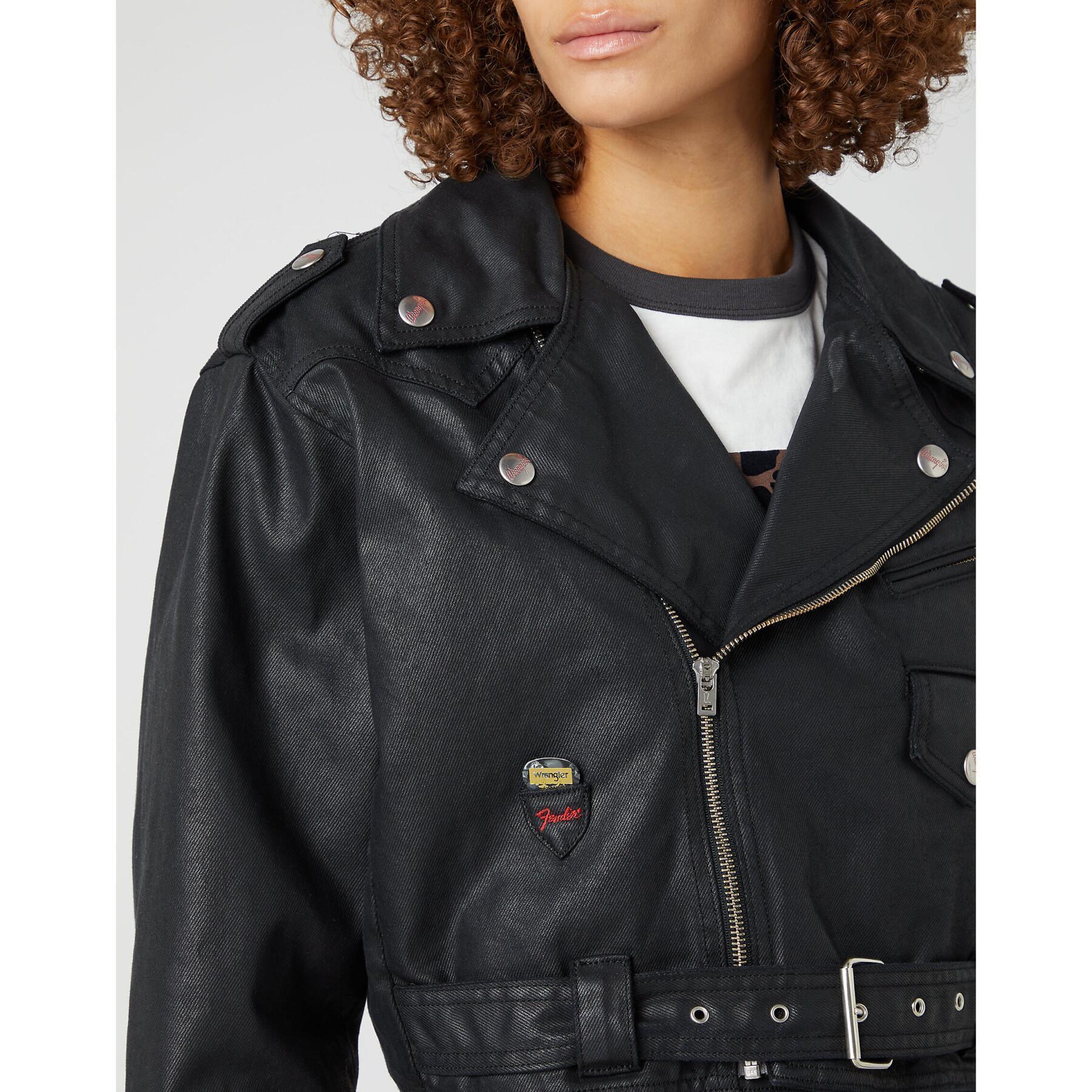 Leather motorcycle jacket woman Wrangler