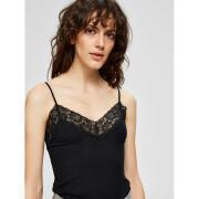 Women's tank top Selected Mio rib lace