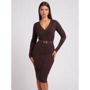 Sweater dress with long sleeve belt for women Guess Es Lena