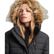 Long Hooded Puffer Jacket with fake fur for women Superdry
