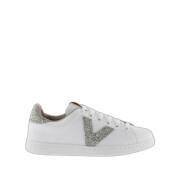 Glitter leather sneakers "v" woman Victoria